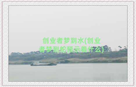 创业者梦到水(创业者梦到蛇预示着什么)